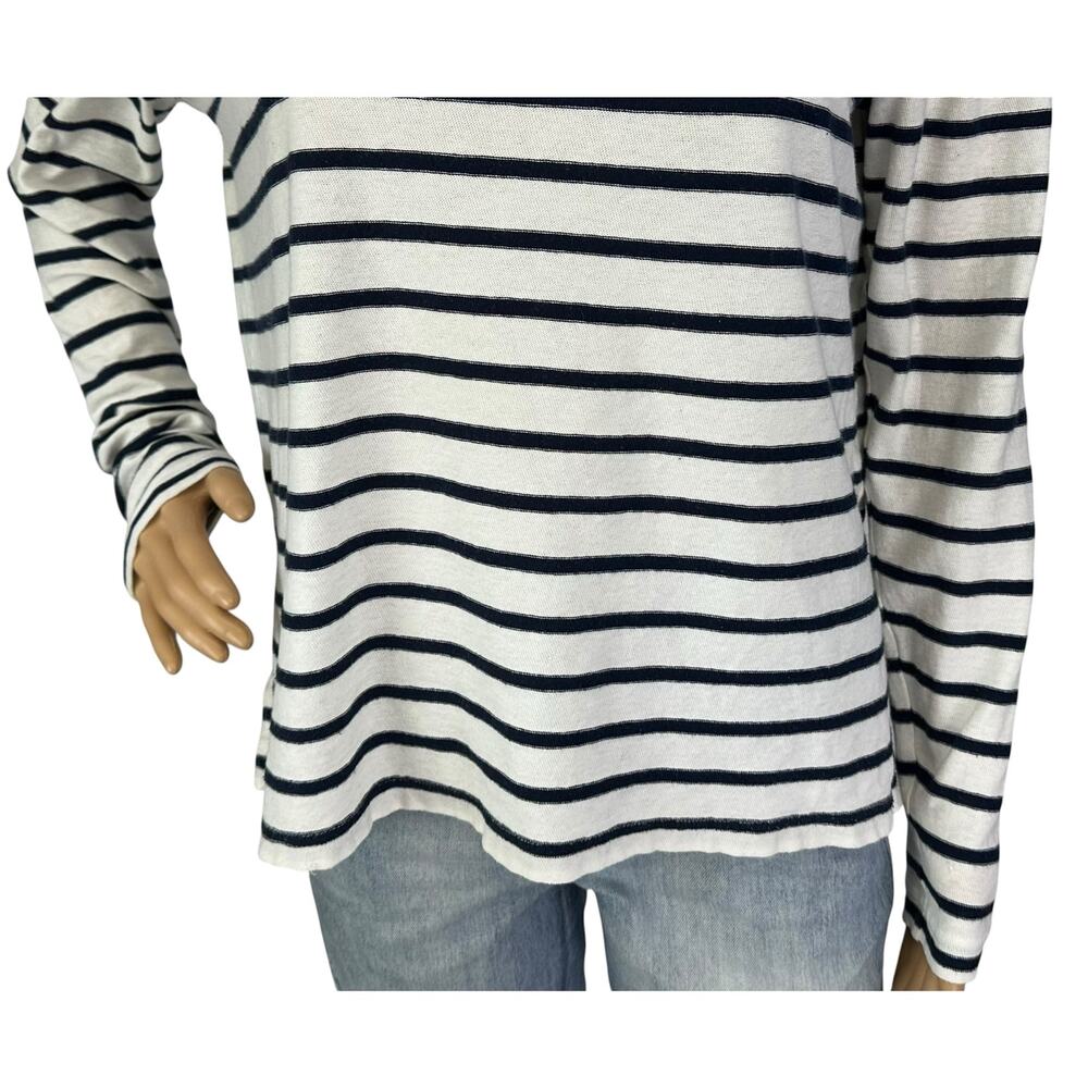 J. Crew Deck Striped Boatneck Shirt Navy White E1143 Size S - Picture 8 of 12